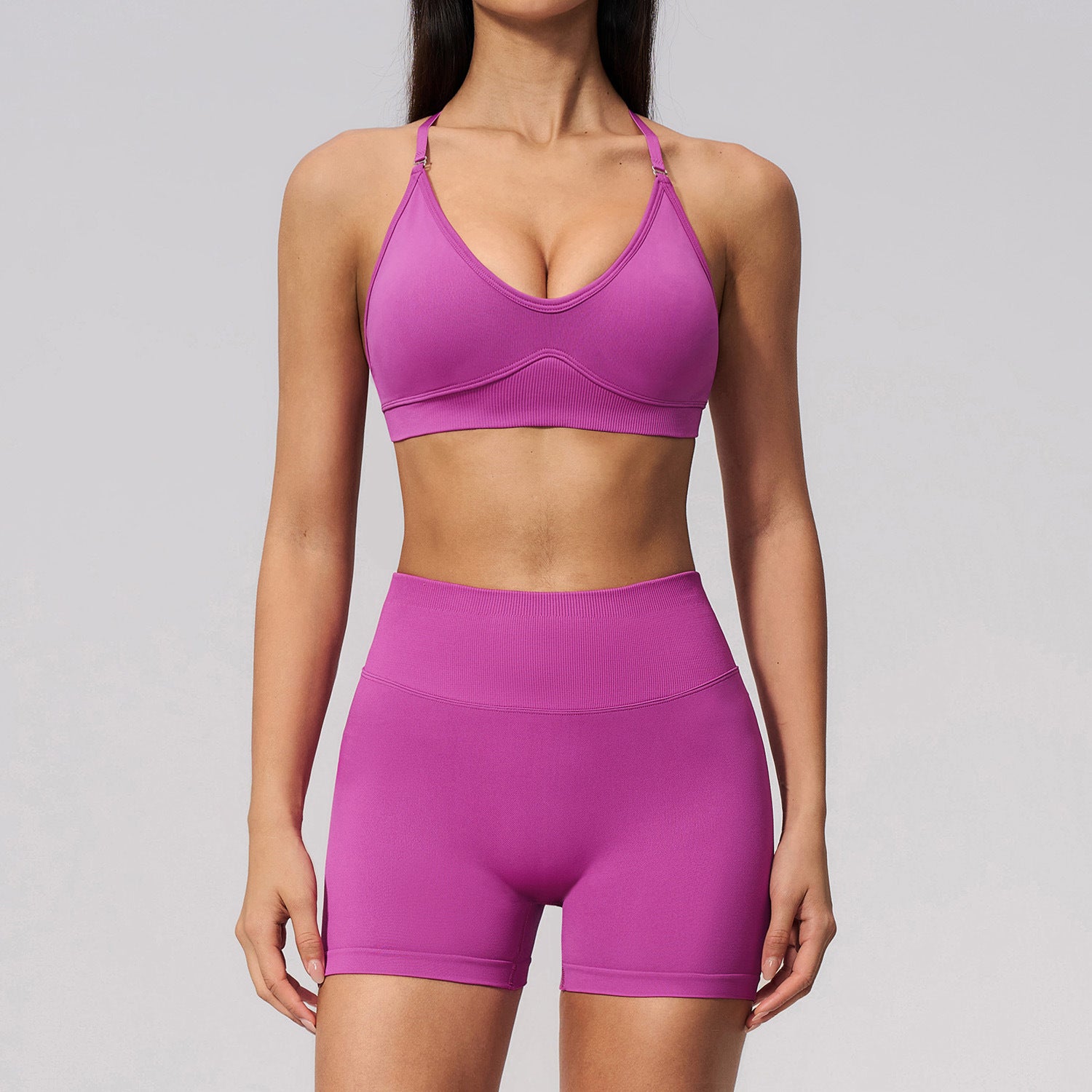 Women's casual seamless bras with high-waisted Butt-Lifting Shorts fitness yoga Set