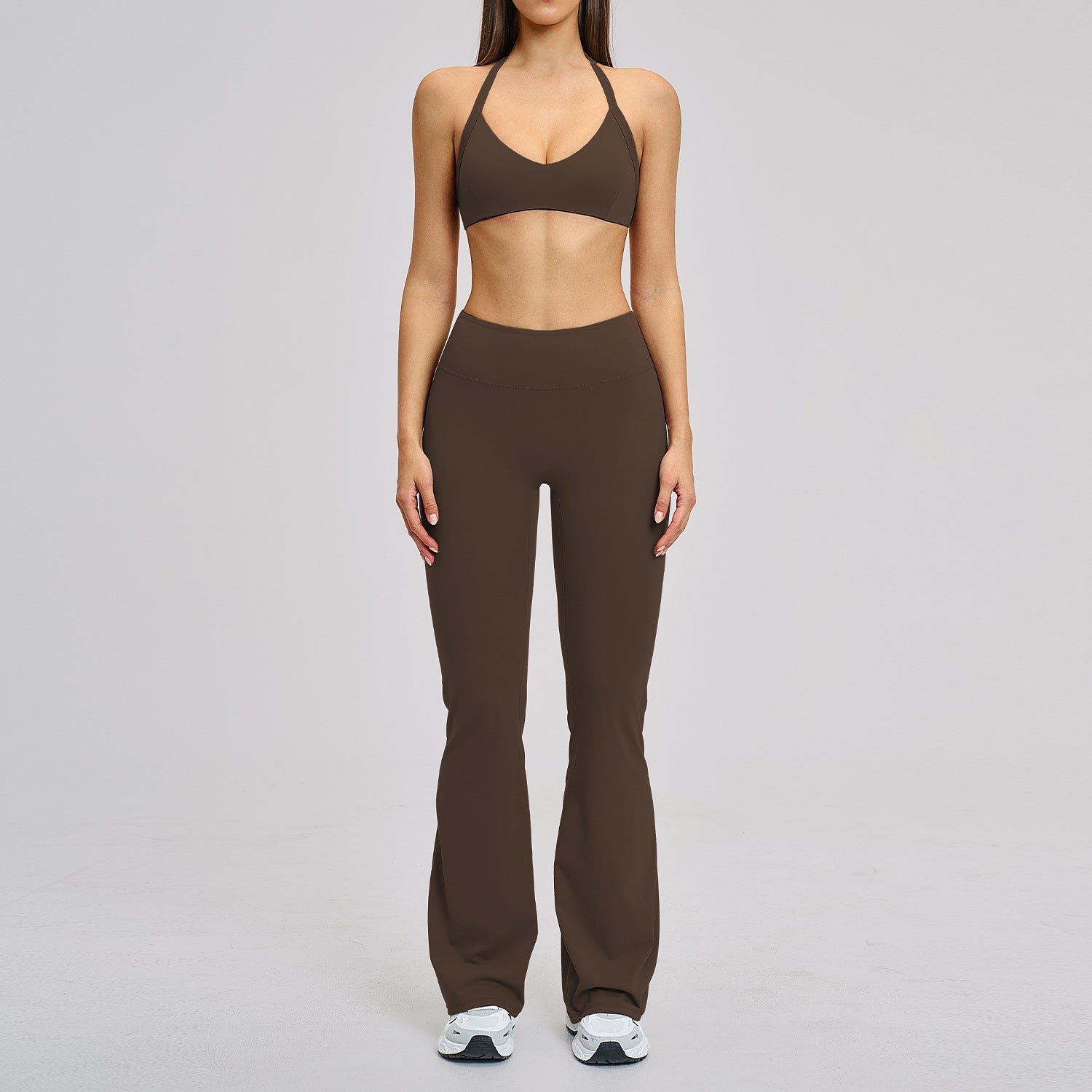 Hot-selling new style sports bras with flare fitness gym set for women