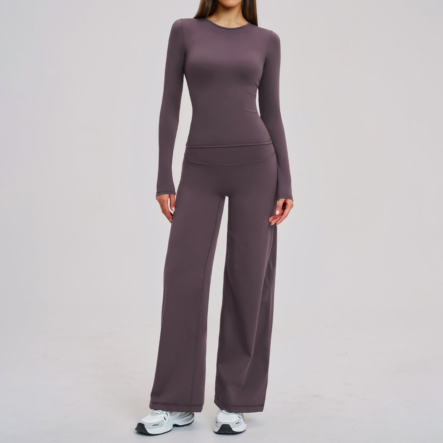 Wholesale long sleeve tops with pant fitness yoga set