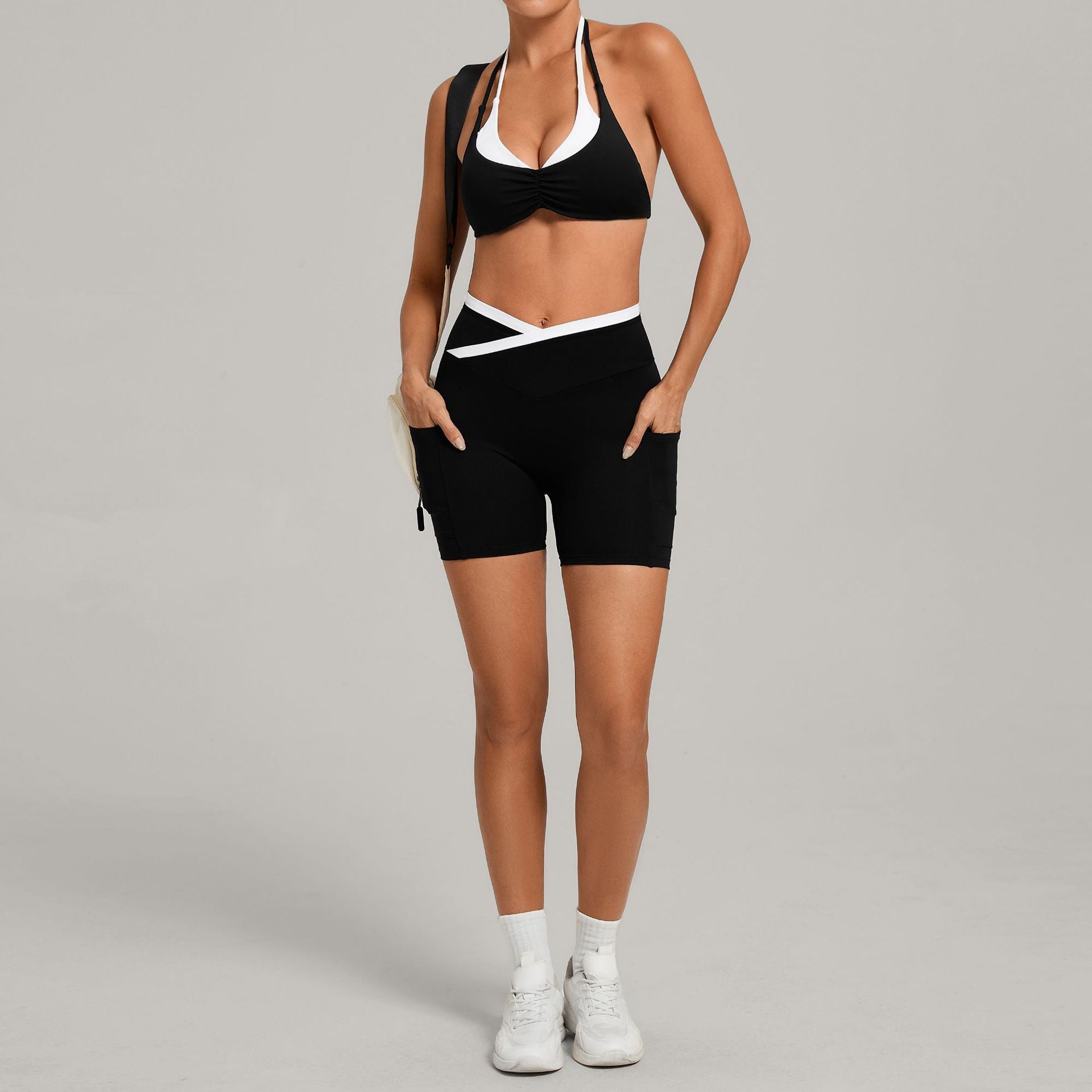 Women's new style sports bras with shorts yoga set