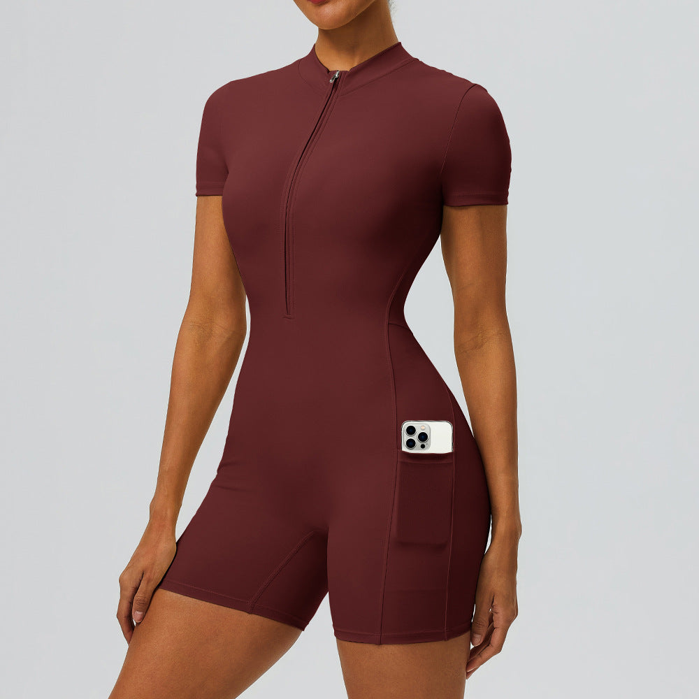 Butt-Lifting jumpsuit with pockets fitness bodysuit