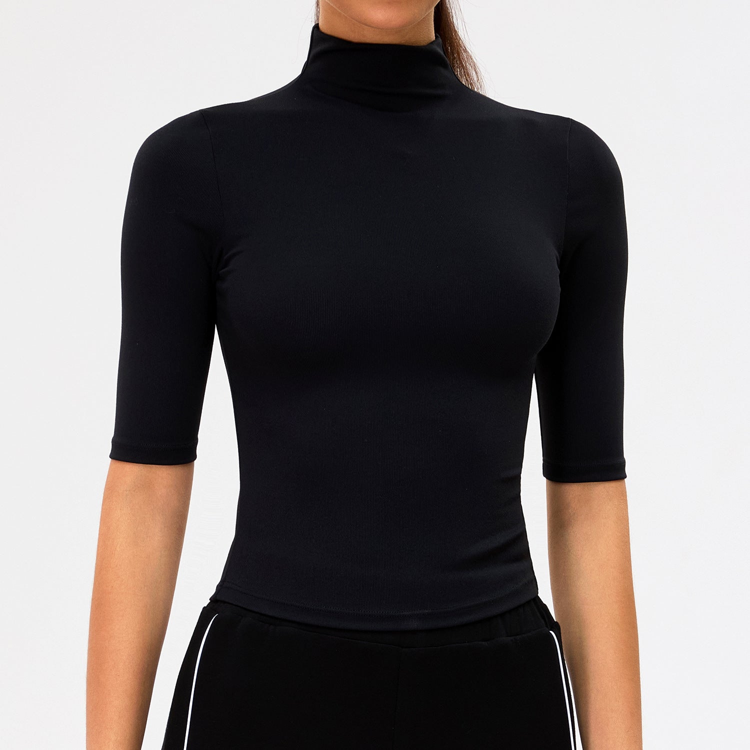 New High-Neck Short-Sleeve Yoga Top