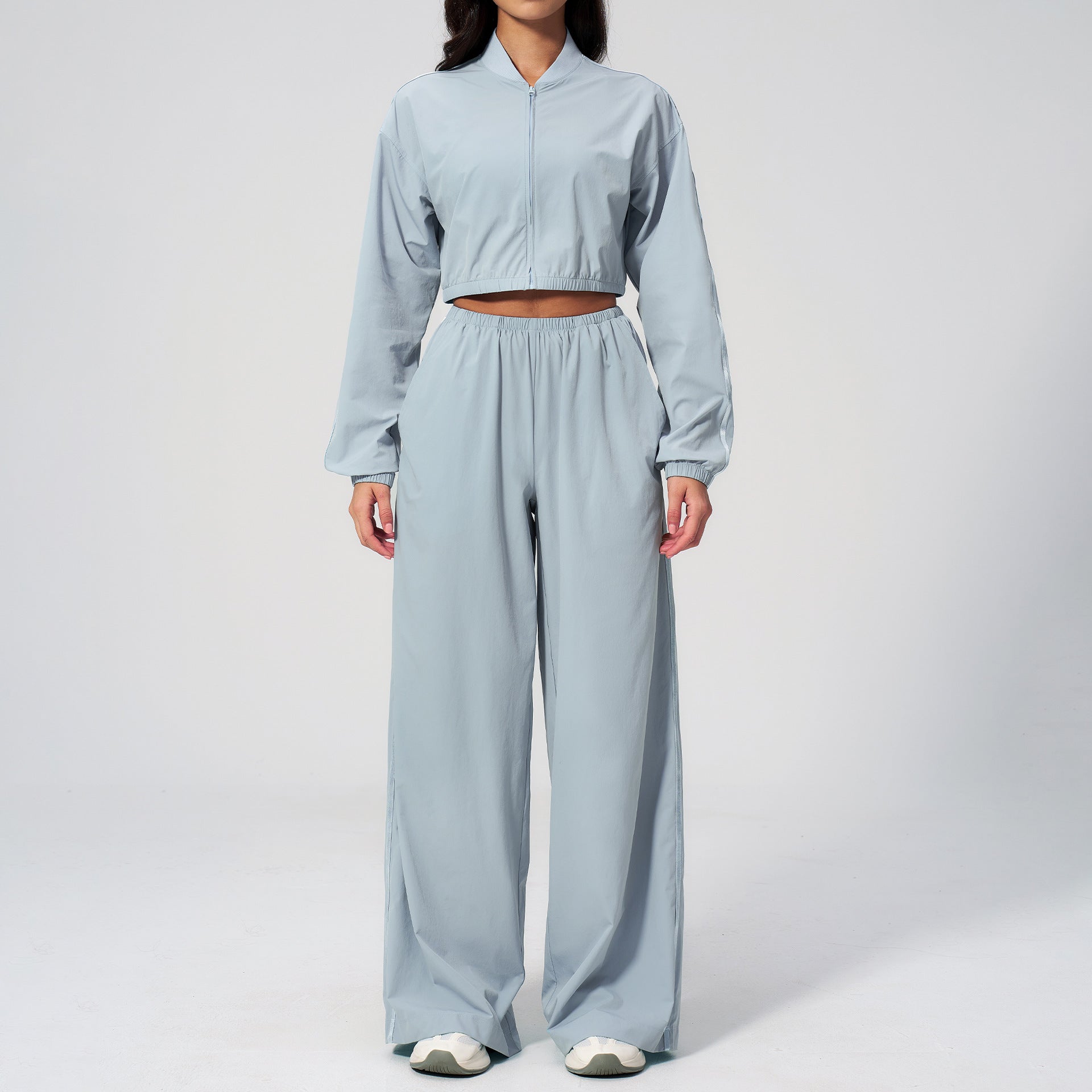 New Women's Sun-Protective Cropped Top with Quick-Drying Long Pants Set