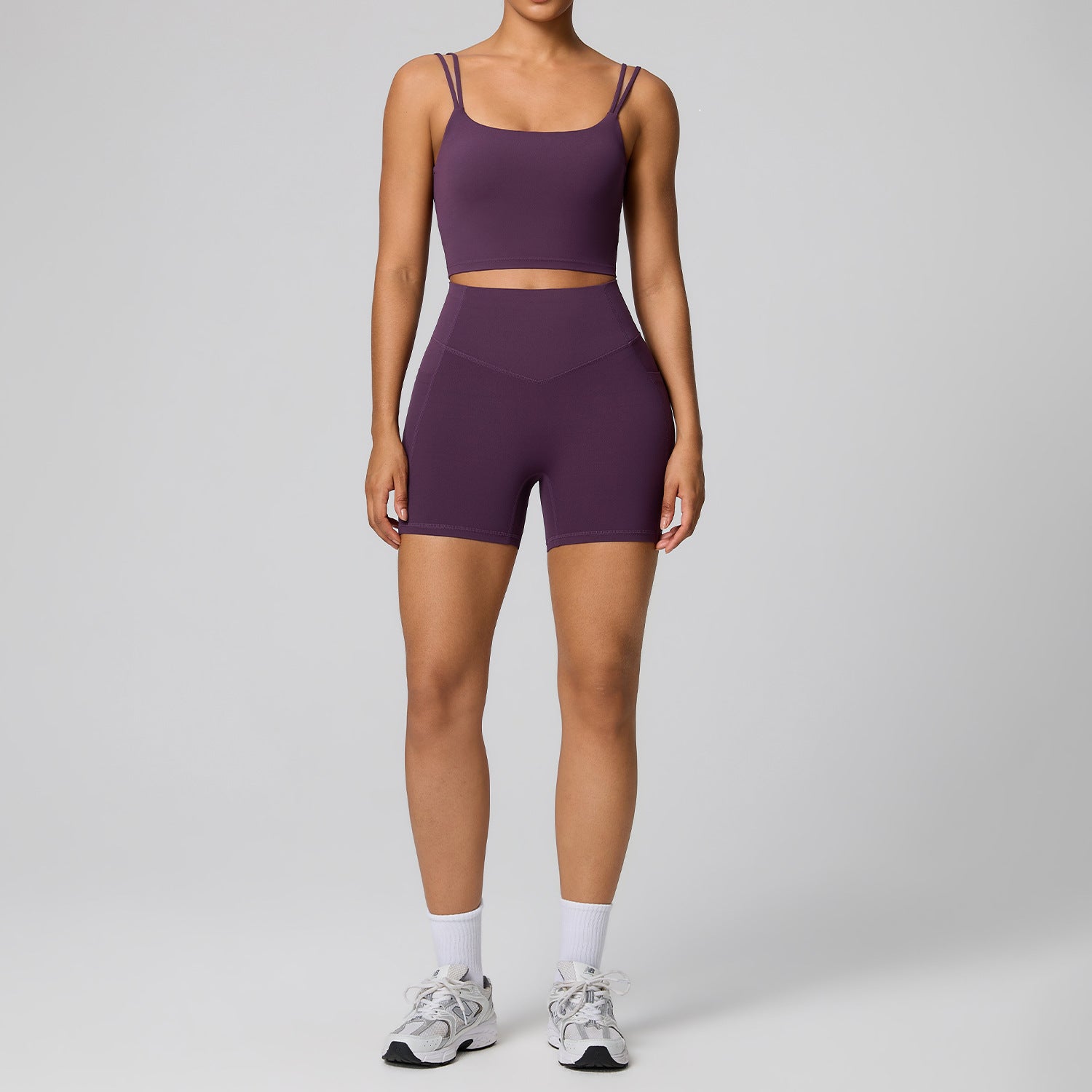 Women's New Quick-Drying Sports Bra with Pocketed Shorts Yoga Set
