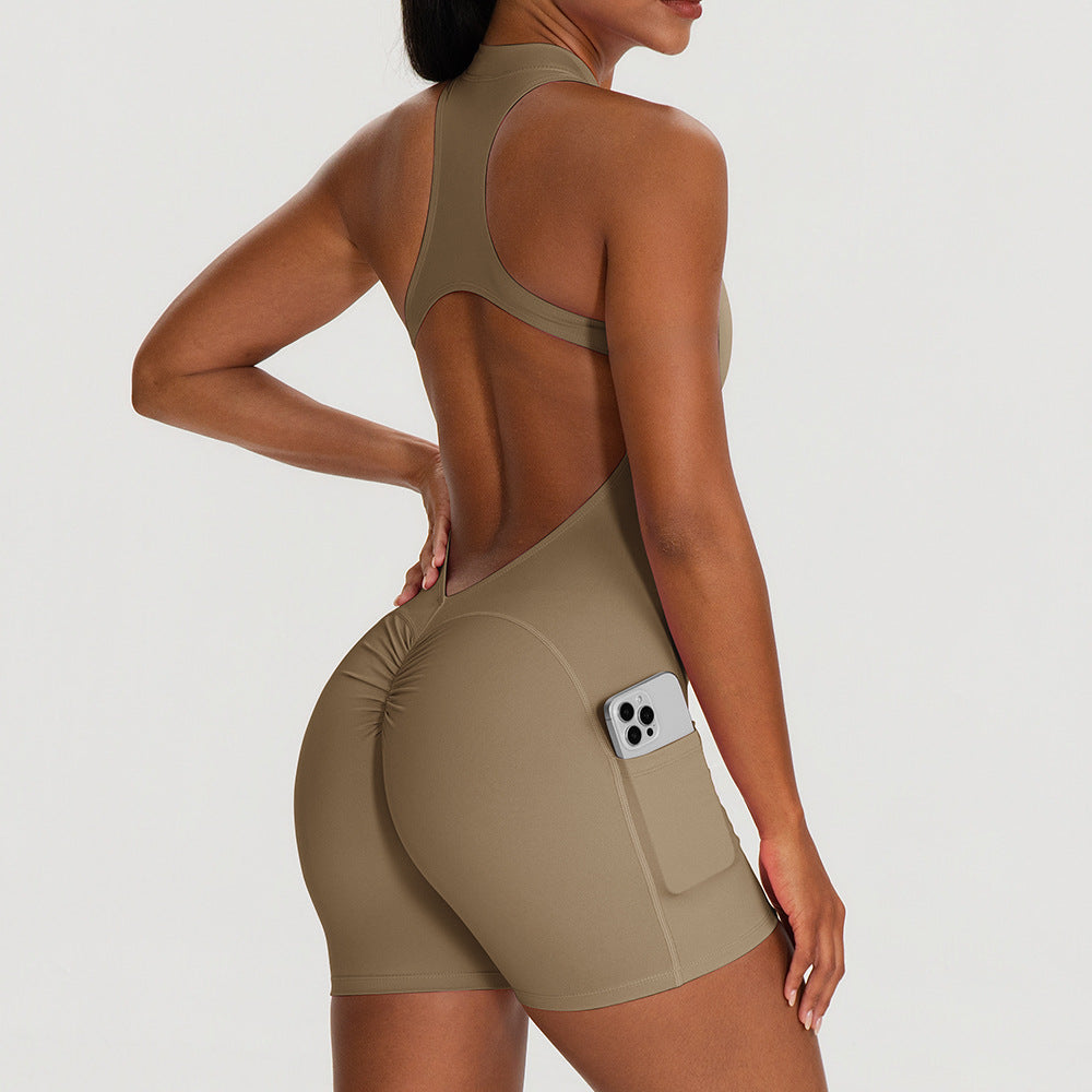 Backless Cutout Tight-Fitting One-Piece Yoga Suit