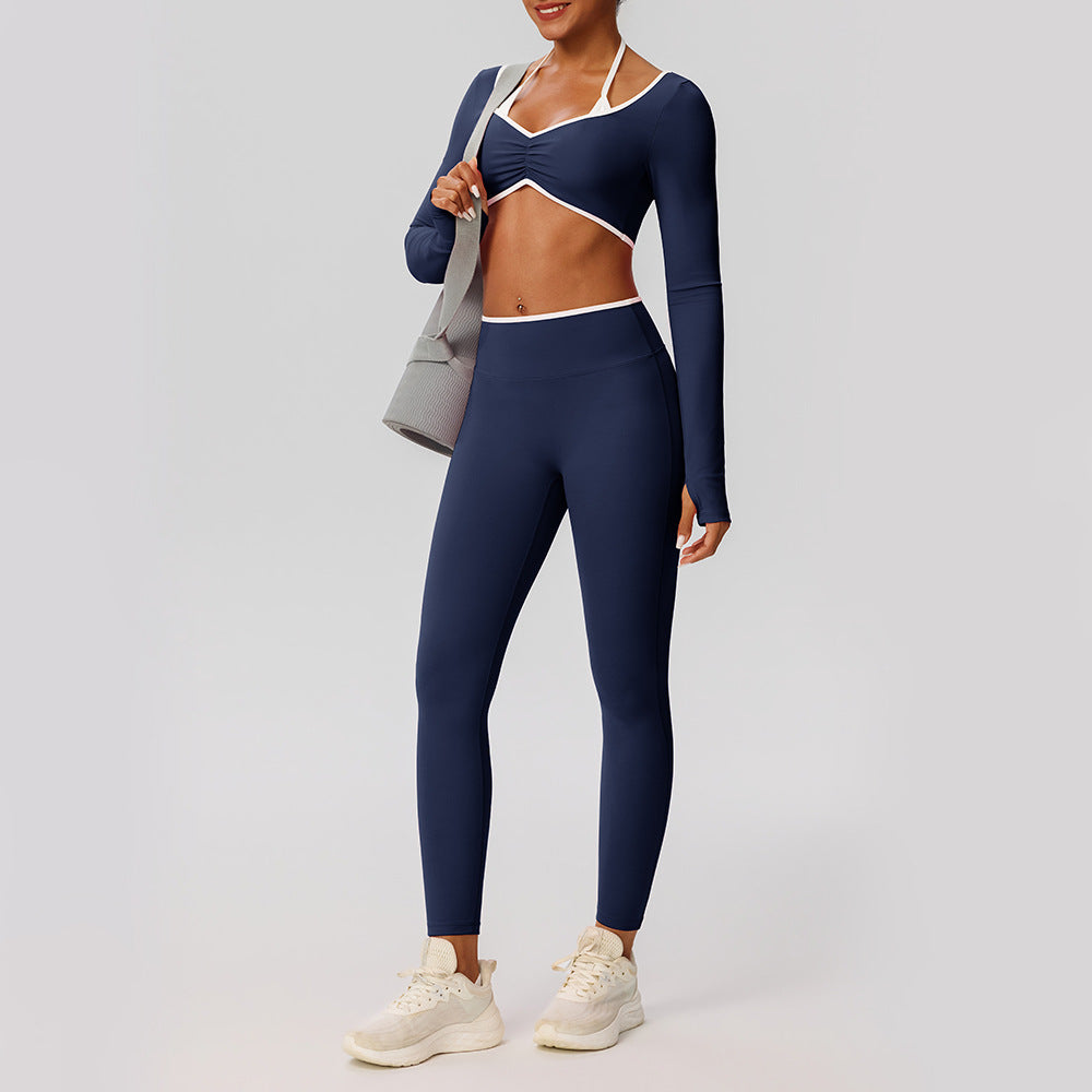 Quick-drying long sleeve tops wih legging set