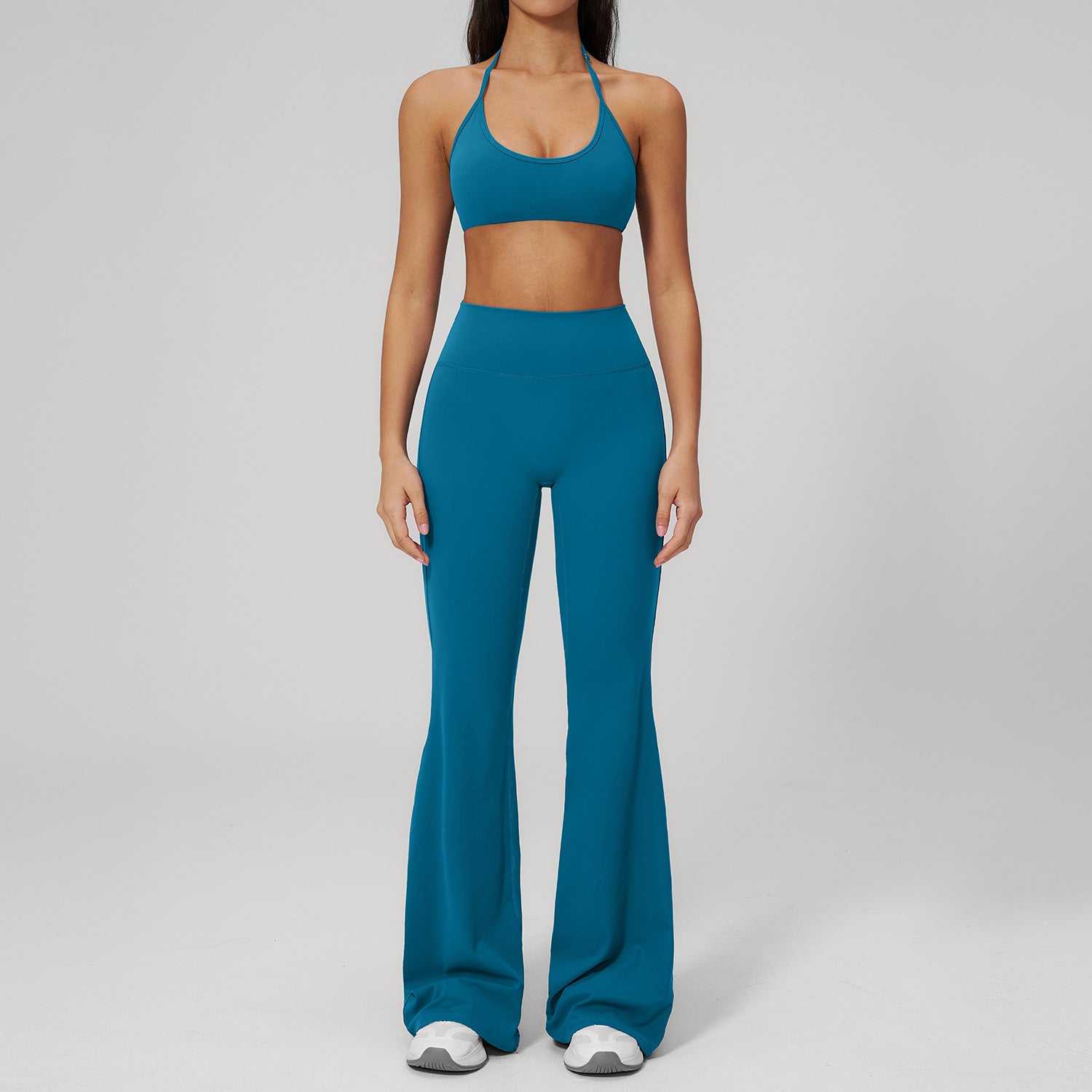 Quick-Drying Sports Bras with High-Waisted Peach-Lift Flared Fitness Pants