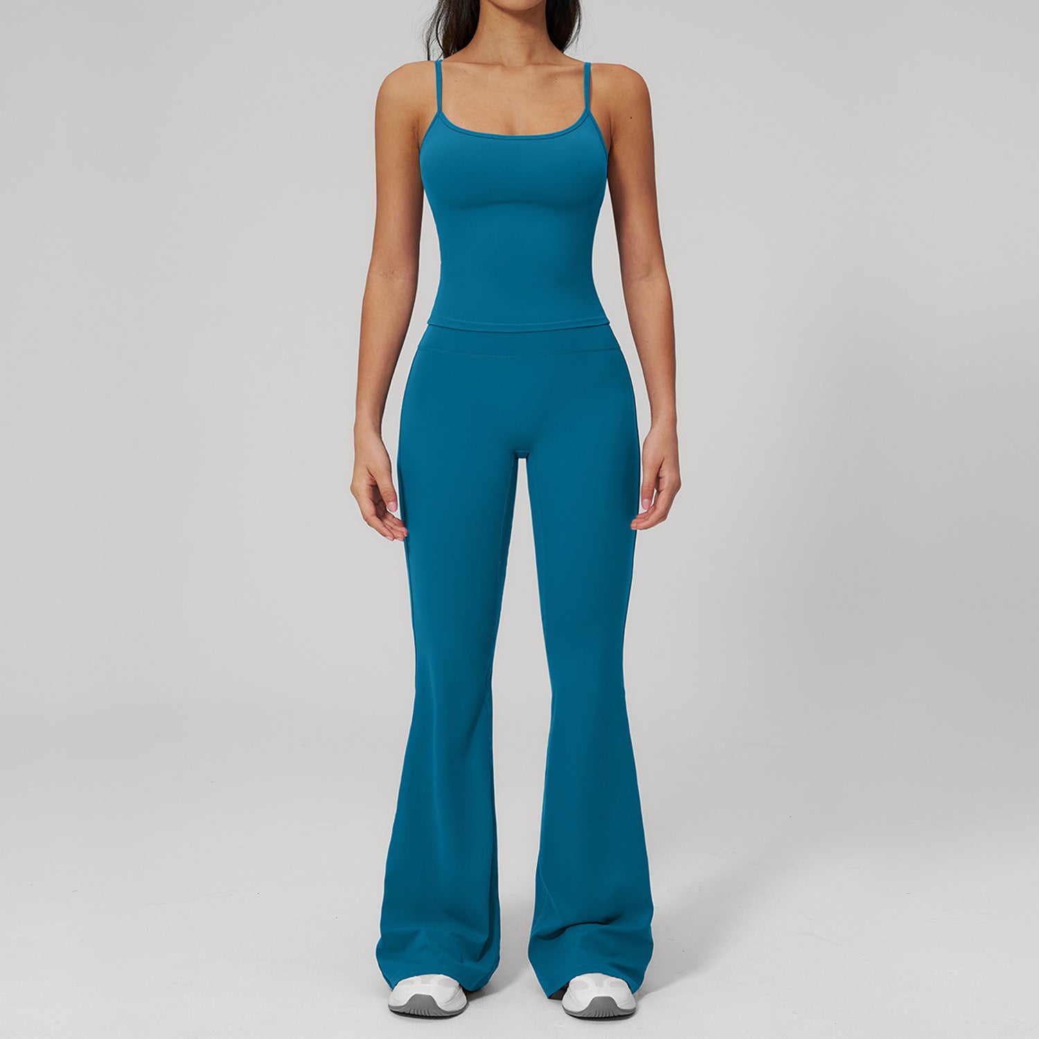 Quick-Drying Sports Bras with High-Waisted Peach-Lift Flared Fitness Pants