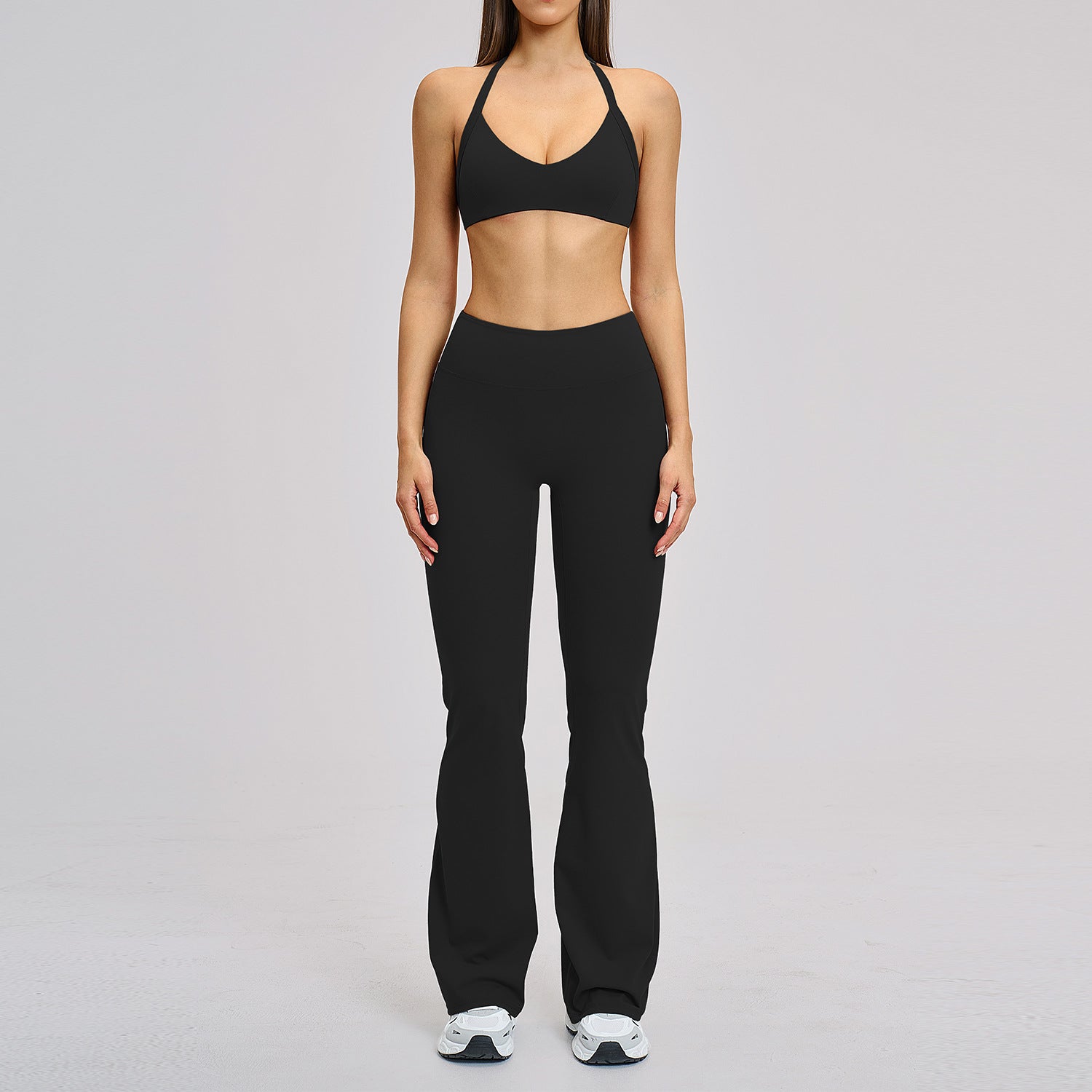 Hot-selling new style sports bras with flare fitness gym set for women