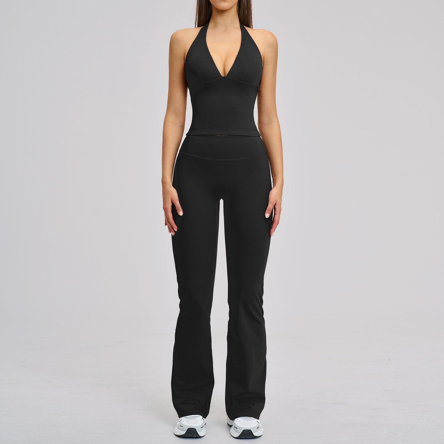 Hot-selling new style sports bras with flare fitness gym set for women