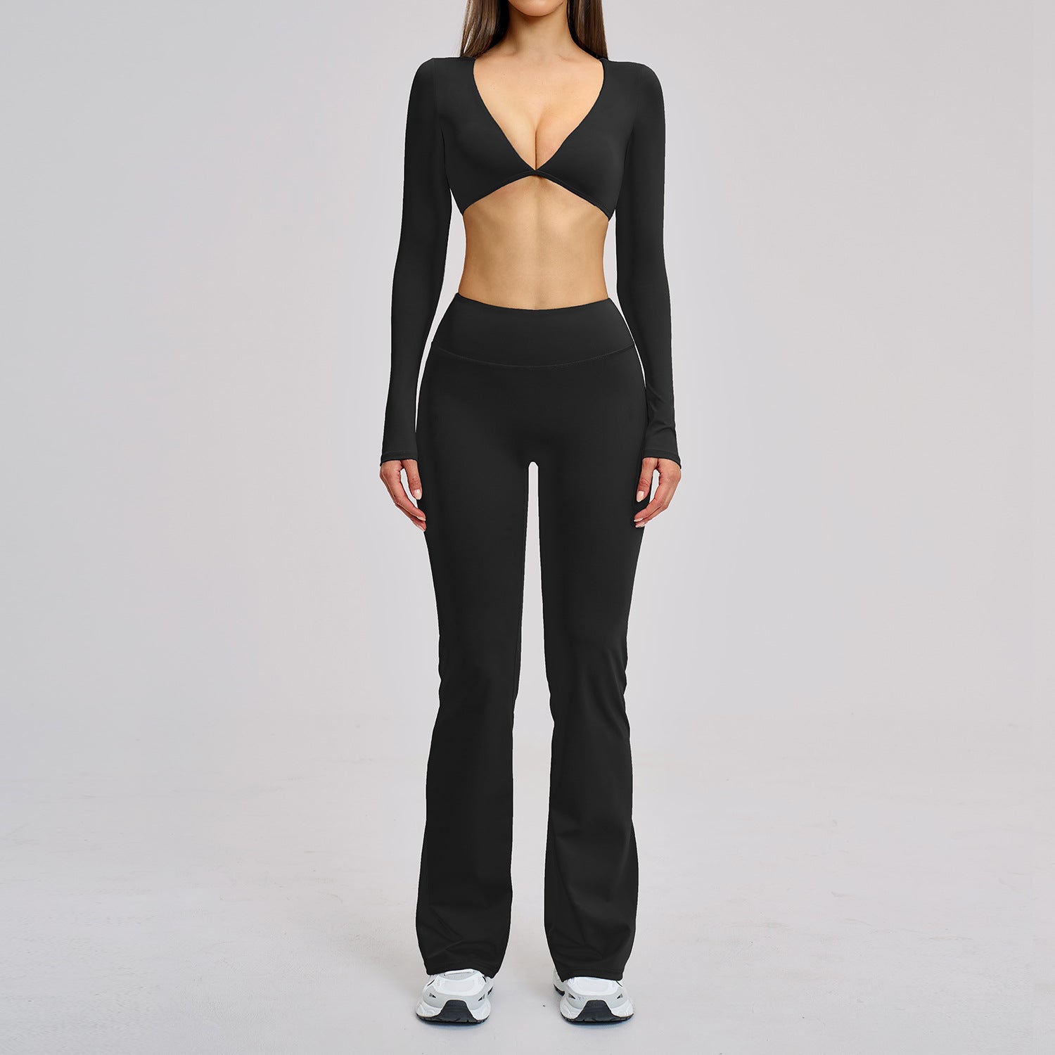 New Fashion quick-drying long sleeve tops with flare fitness yoga set