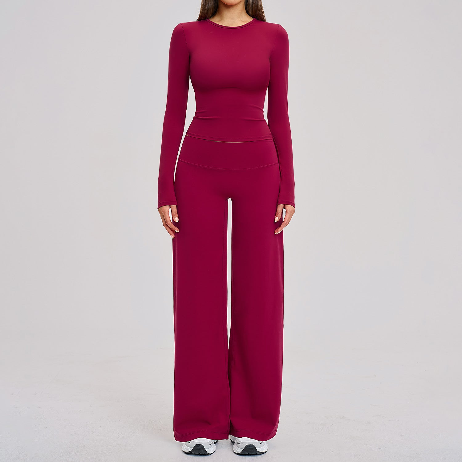 Wholesale long sleeve tops with pant fitness yoga set