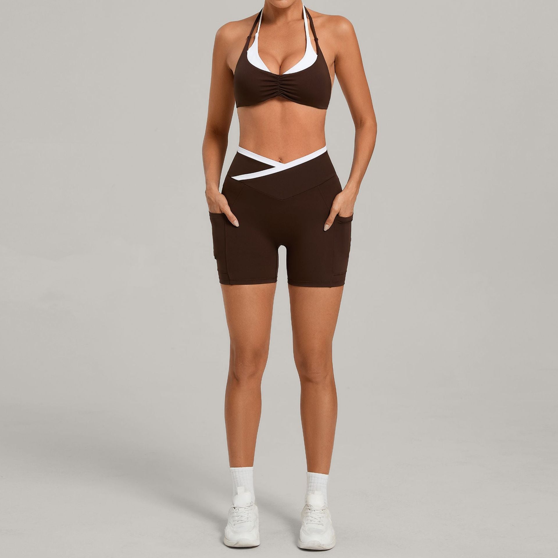 Women's new style sports bras with shorts yoga set