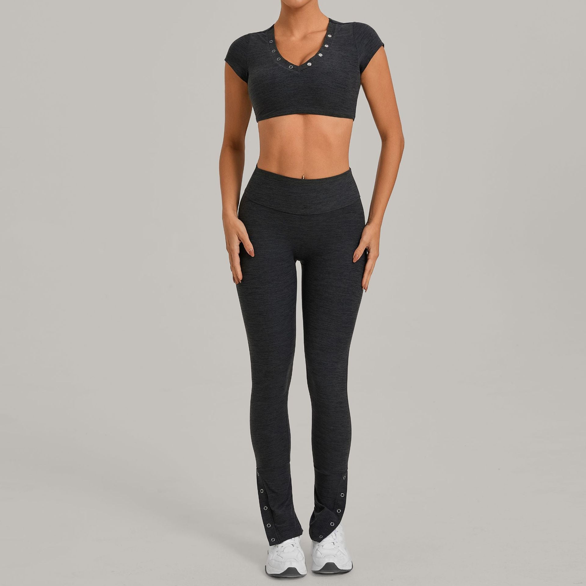 Women's Short-Sleeve with Long-Pant Yoga Two-Piece Set