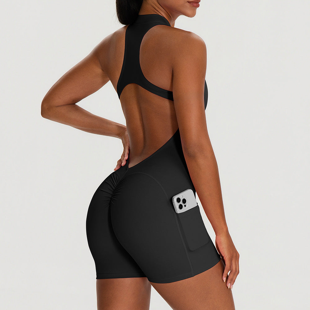Backless Cutout Tight-Fitting One-Piece Yoga Suit