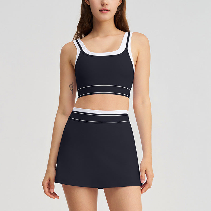 New Sports Bra with Tennis Skirt Yoga Outfit Set