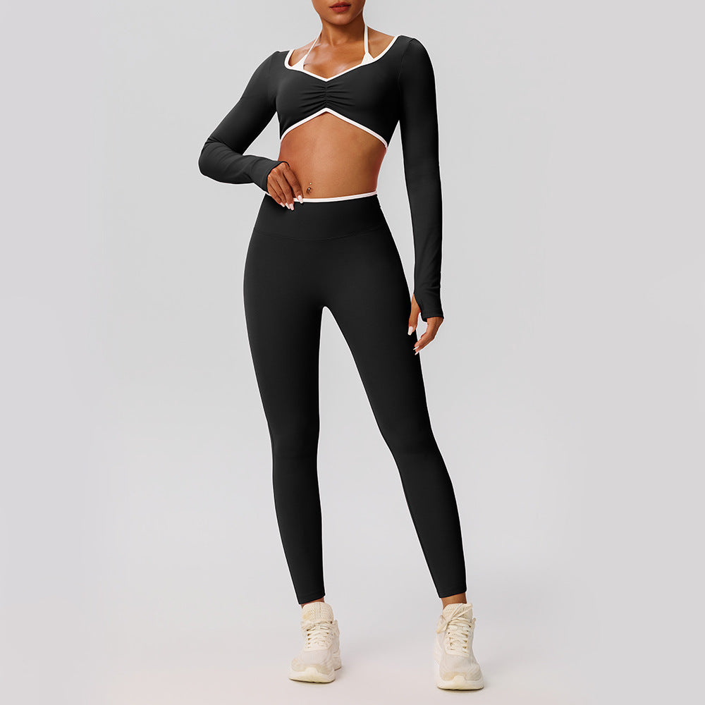 Quick-drying long sleeve tops wih legging set