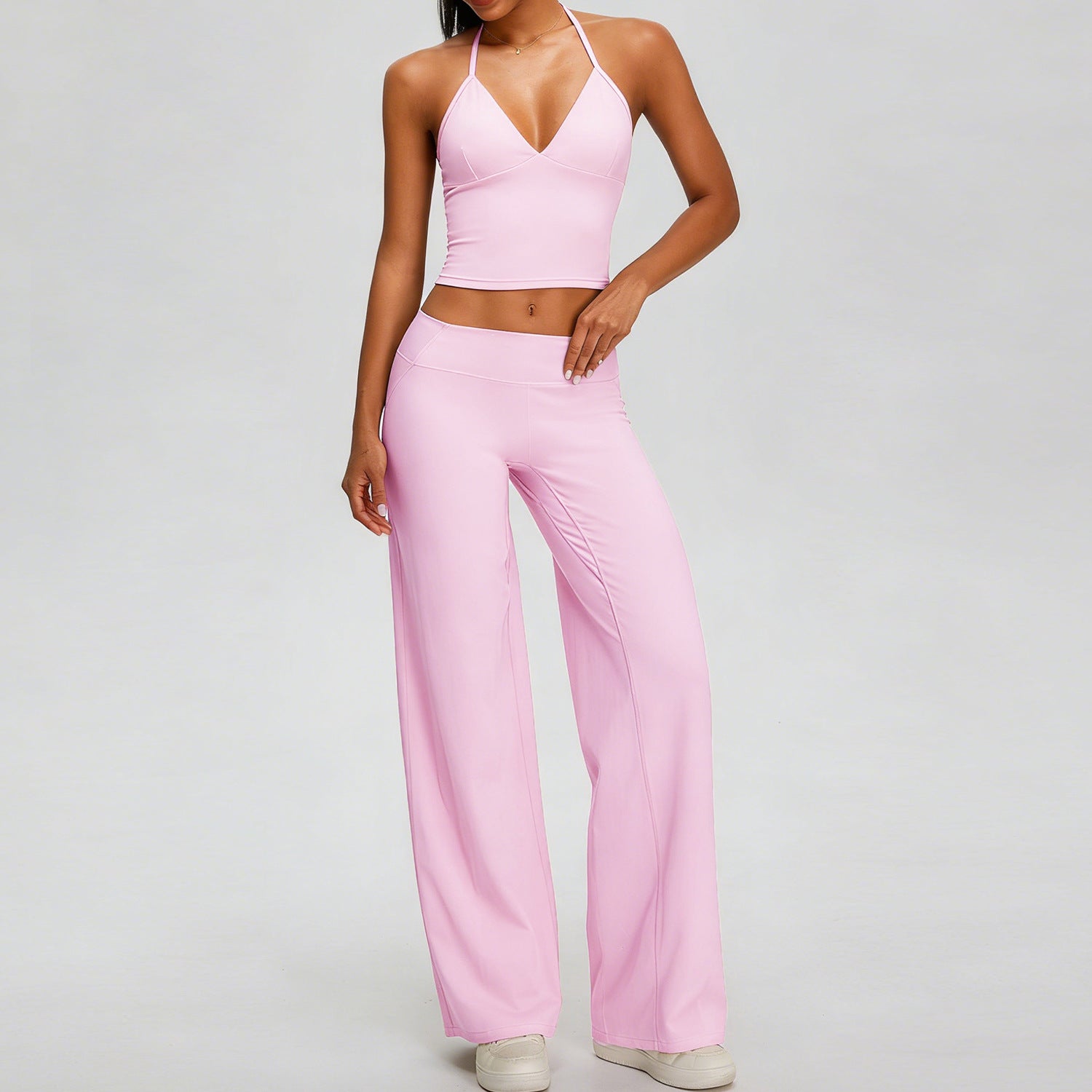 Sexy Solid-Color Backless Sports Bra with pants Set fitness Yoga Outfit