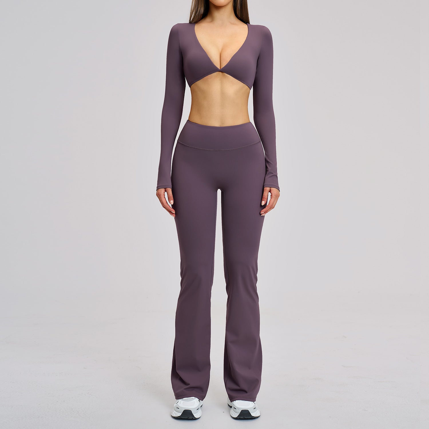 New Fashion quick-drying long sleeve tops with flare fitness yoga set