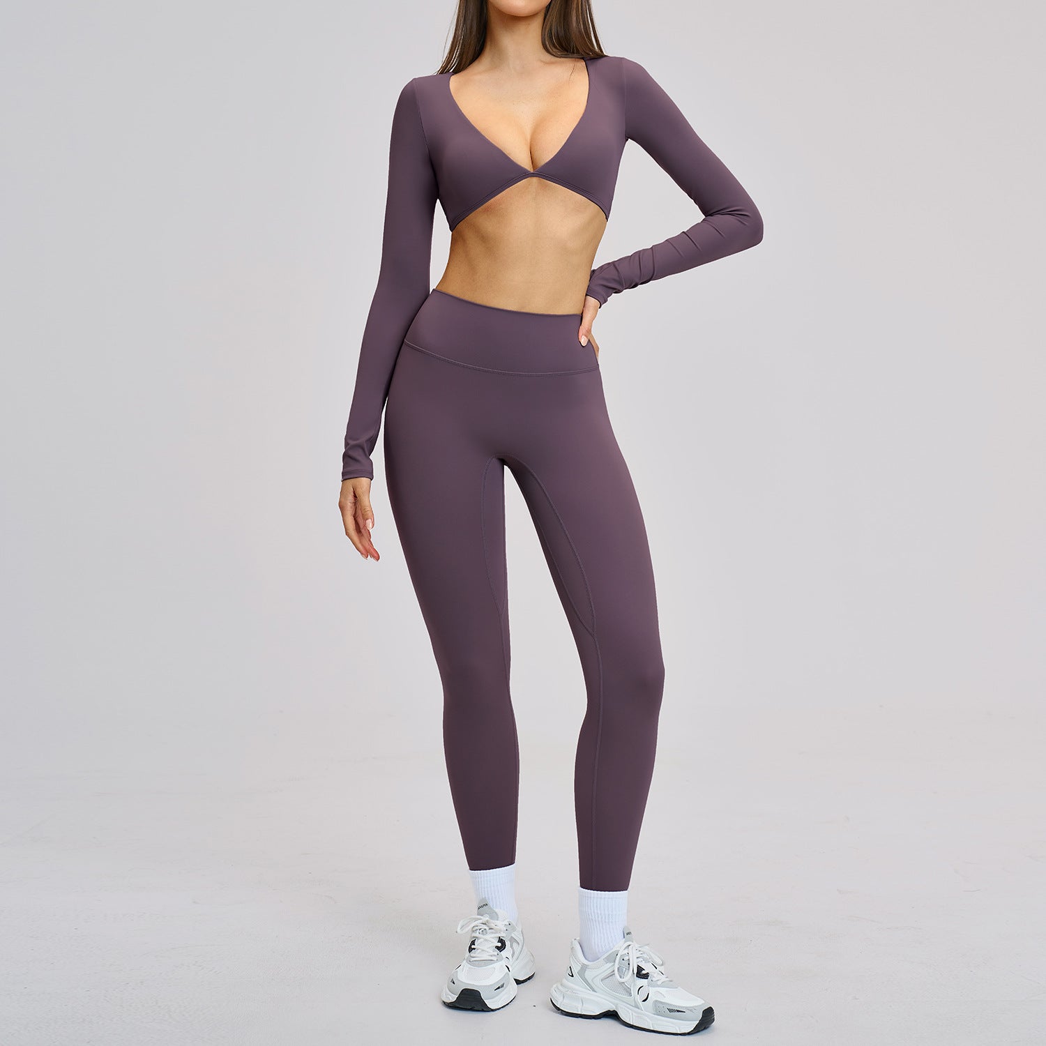 Hot-selling new style sports long sleeve shirts fitness gym set for women