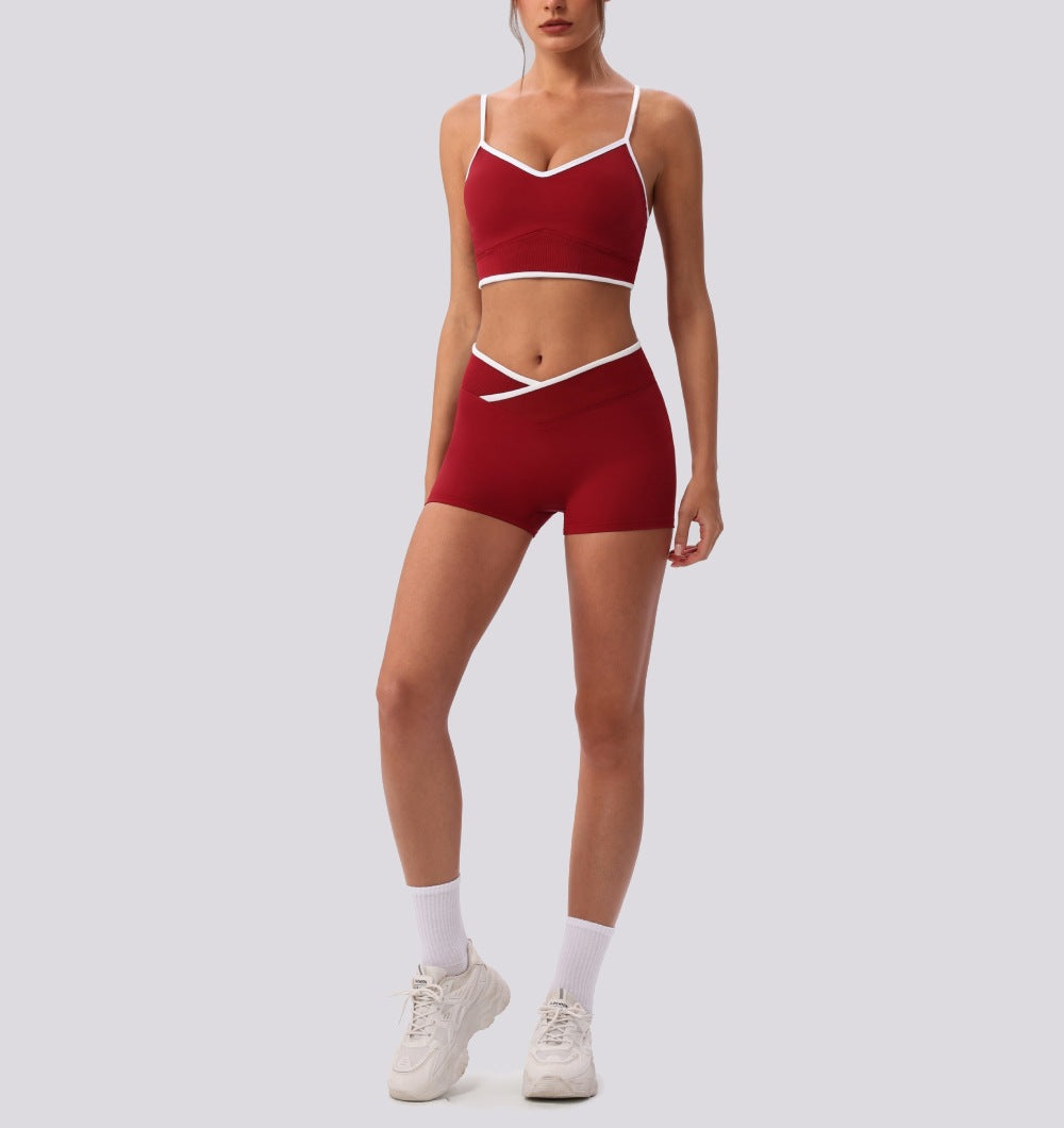 Women's Breathable Bras with Butt-Lifting Shorts Yoga Two-Piece Set