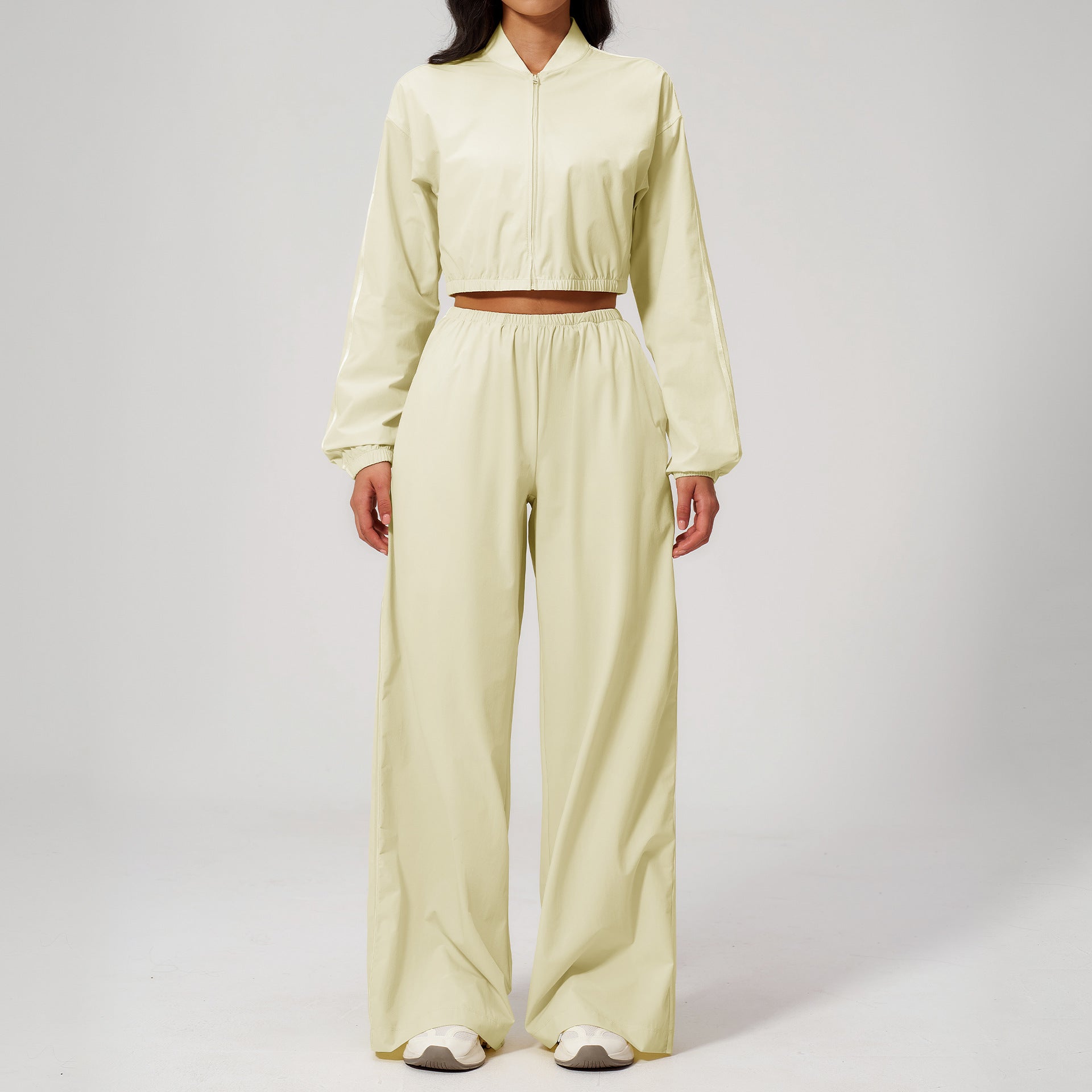 New Women's Sun-Protective Cropped Top with Quick-Drying Long Pants Set