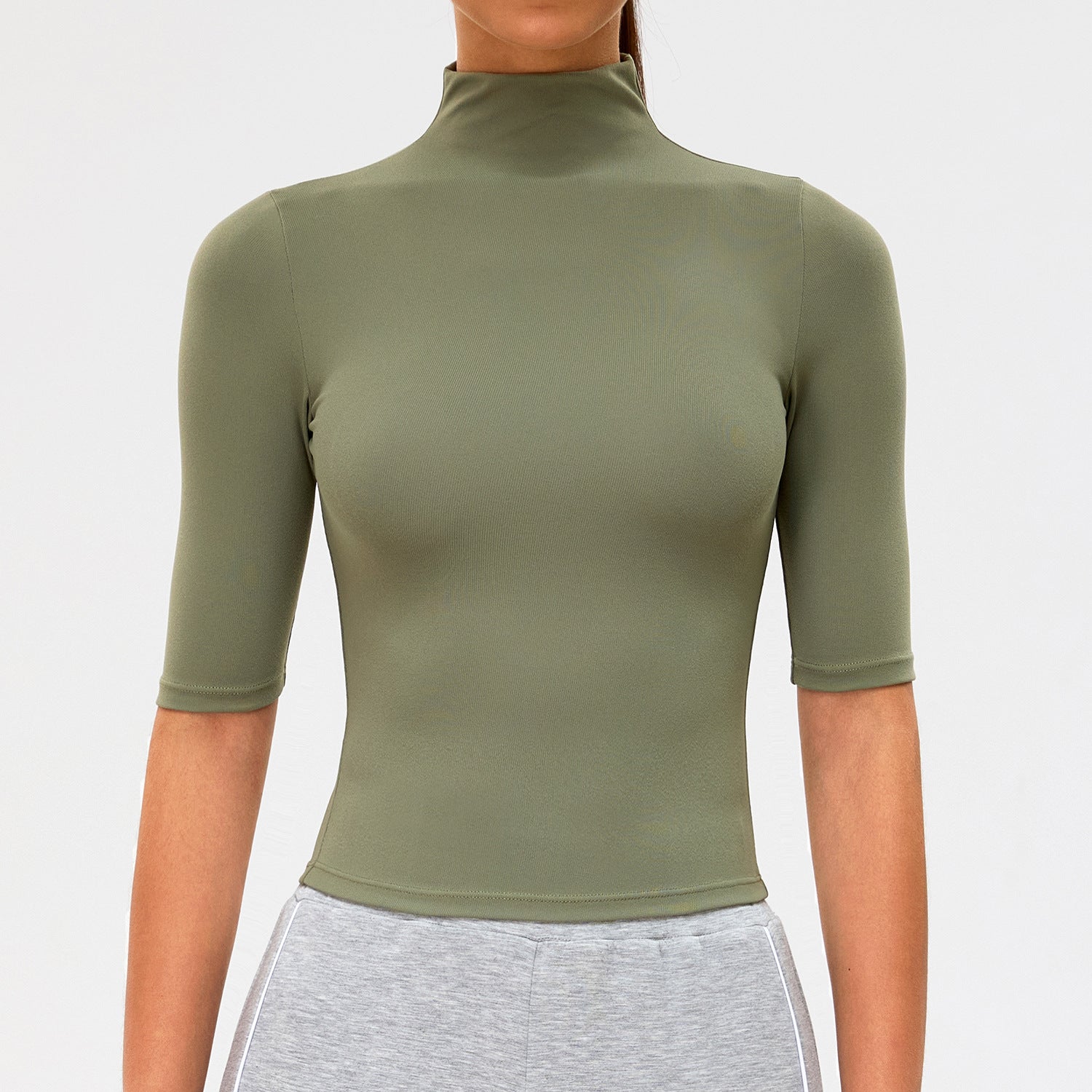 New High-Neck Short-Sleeve Yoga Top