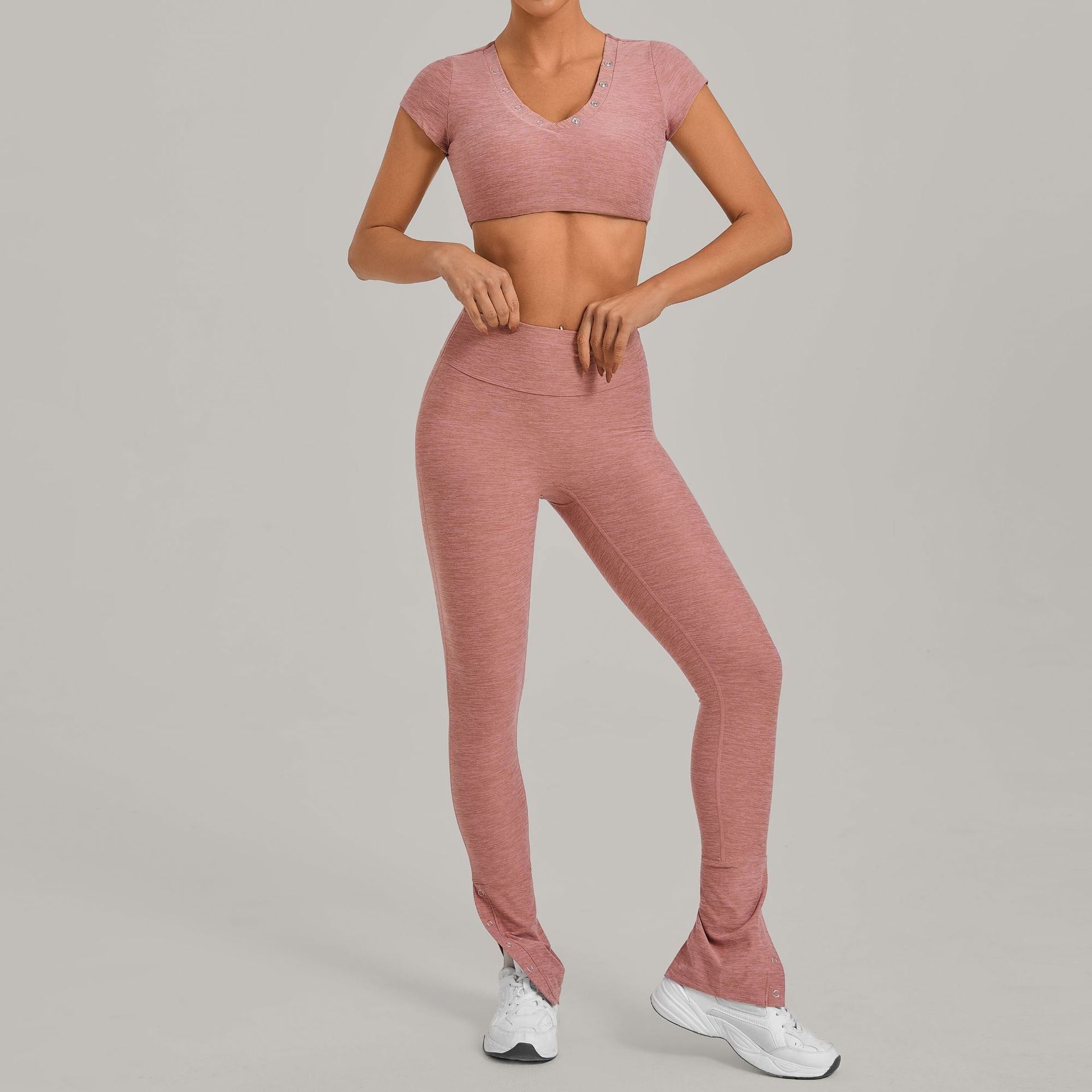 Women's Short-Sleeve with Long-Pant Yoga Two-Piece Set