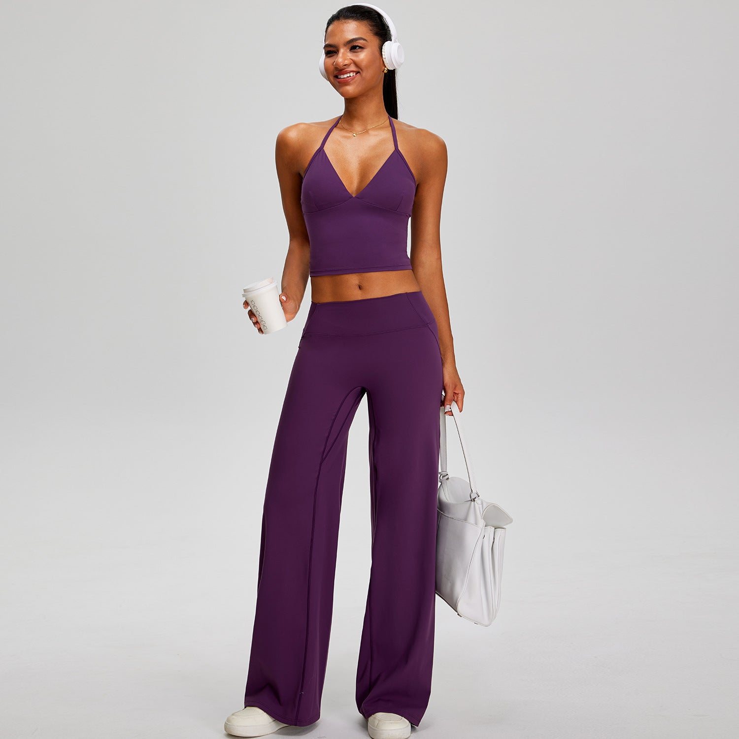 Sexy Solid-Color Backless Sports Bra with pants Set fitness Yoga Outfit