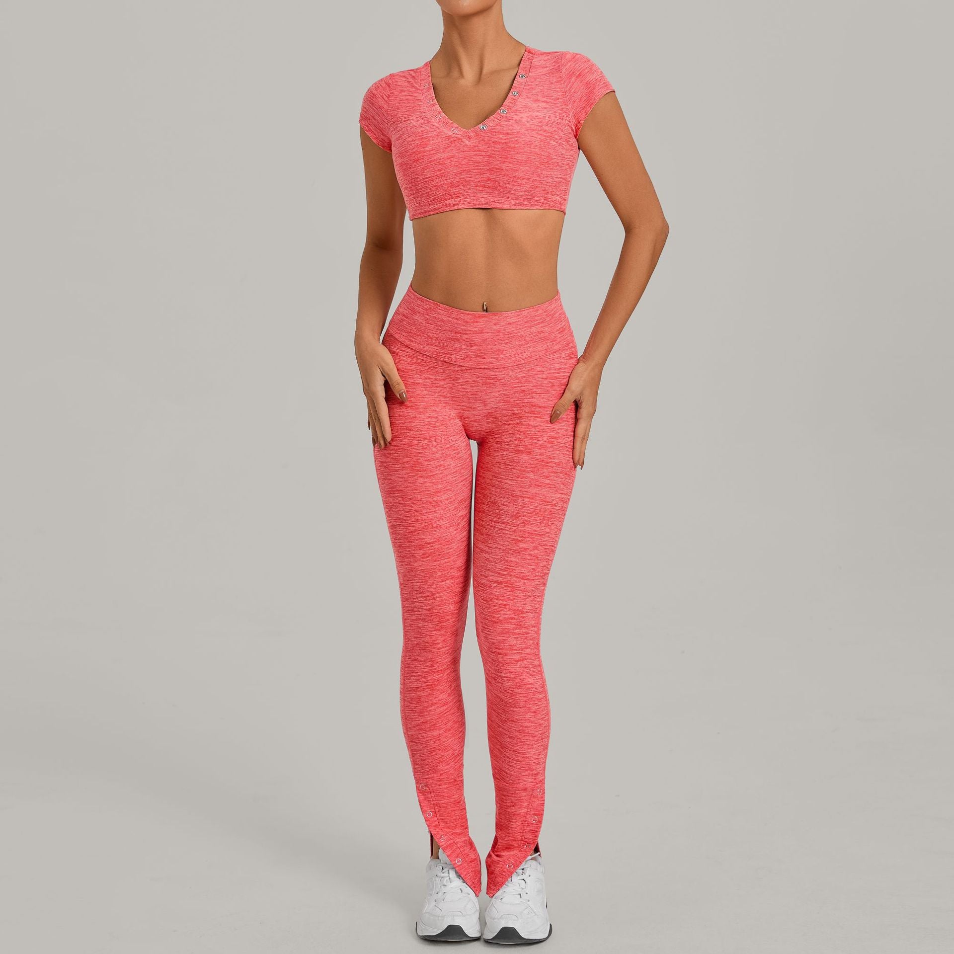 Women's Short-Sleeve with Long-Pant Yoga Two-Piece Set