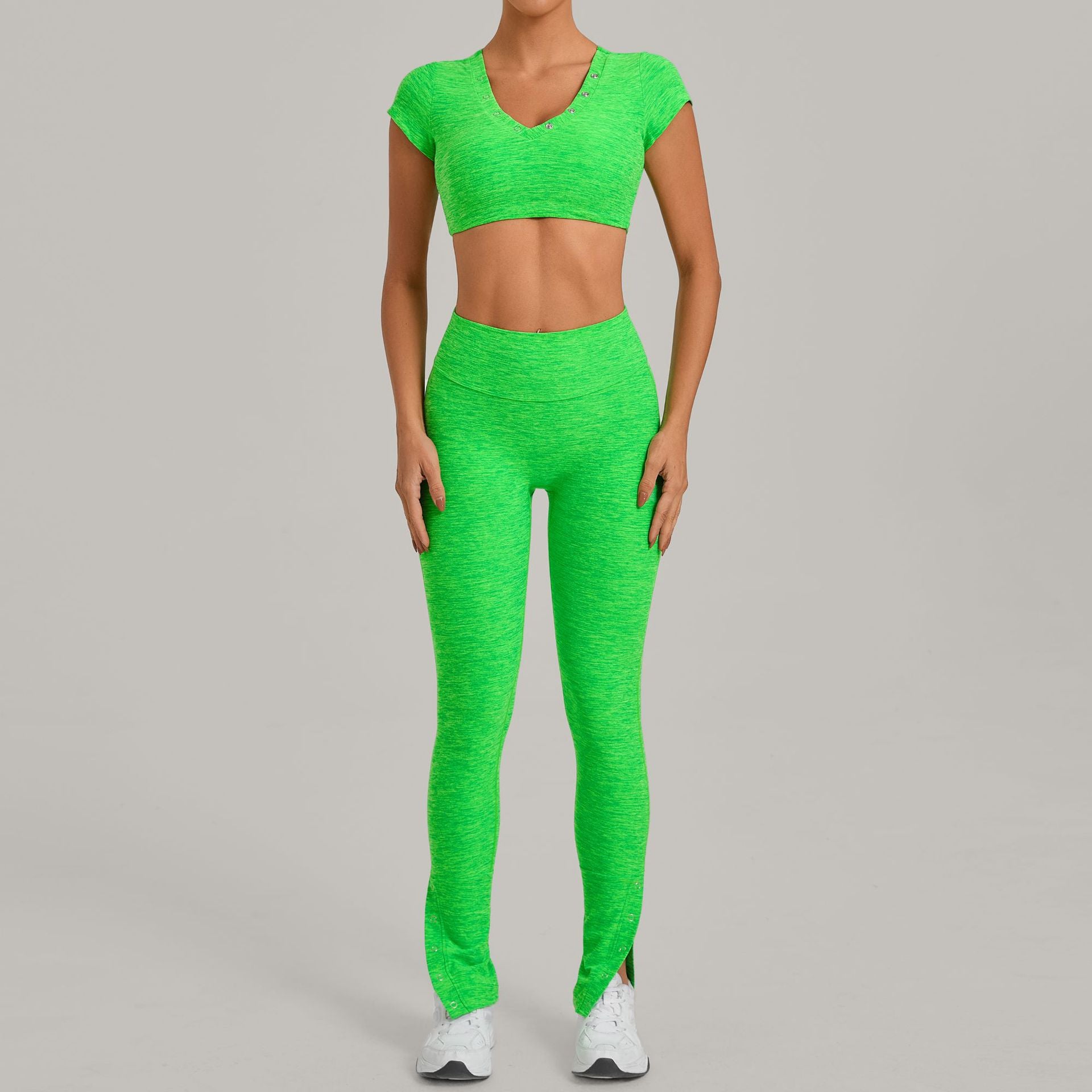 Women's Short-Sleeve with Long-Pant Yoga Two-Piece Set