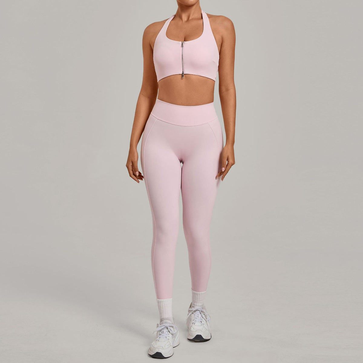 Women's wholesale Zip-Front Backless Fitted Yoga Set