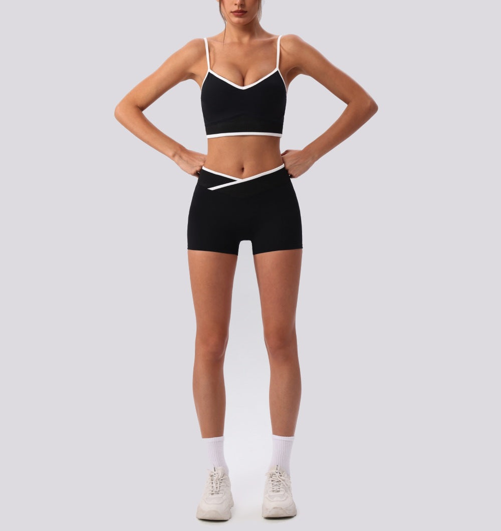 Women's Breathable Bras with Butt-Lifting Shorts Yoga Two-Piece Set