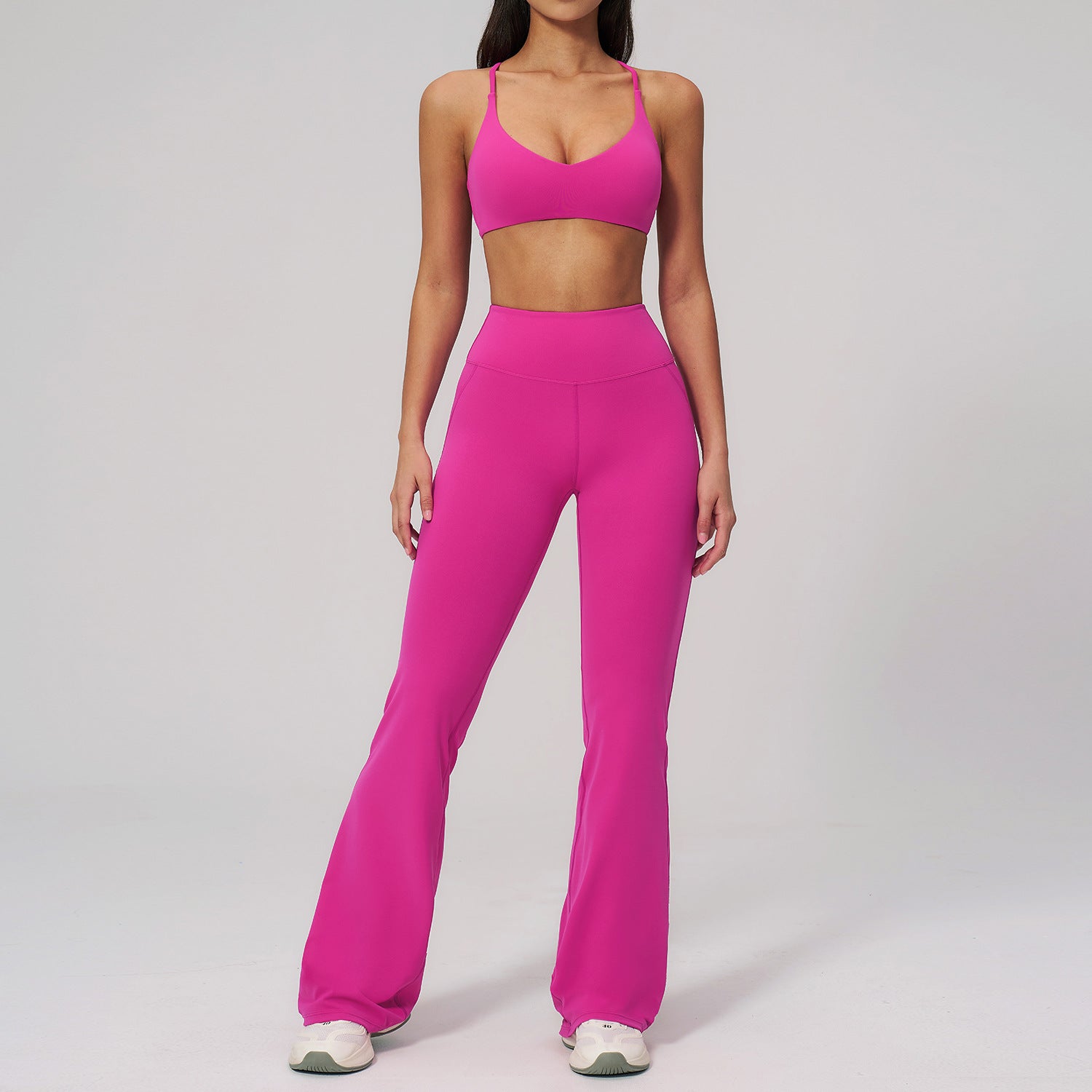 Halter-Neck Backless Yoga Set Fitted Slightly Flared Quick-Drying Fitness Wear