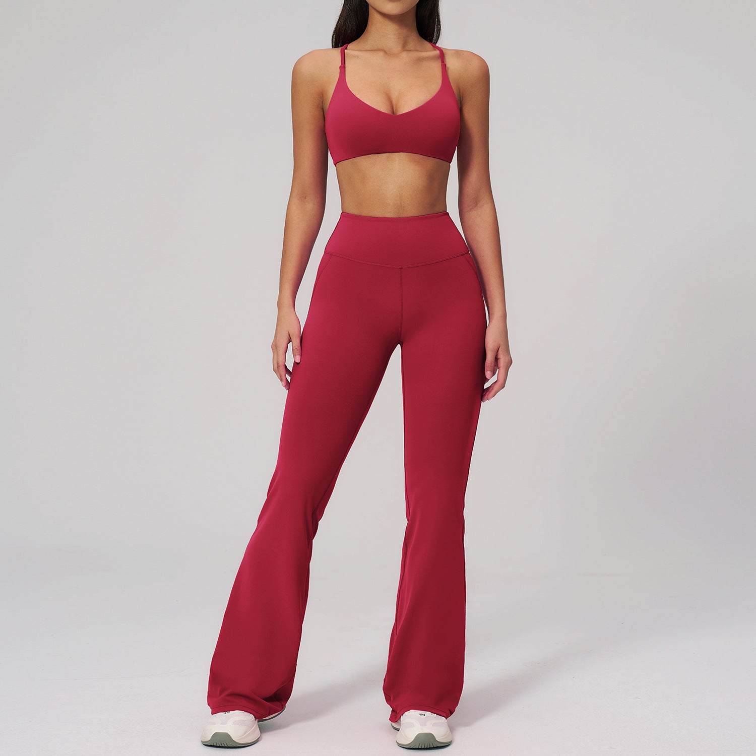 Halter-Neck Backless Yoga Set Fitted Slightly Flared Quick-Drying Fitness Wear