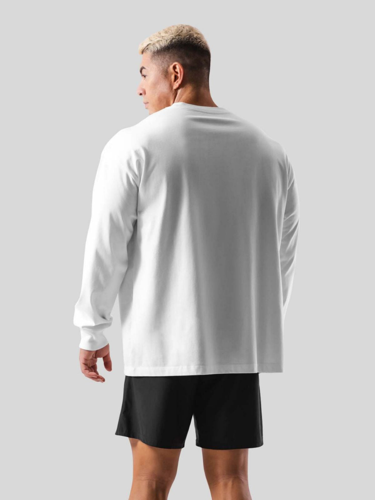 Men's Large Size Long-Sleeve T-Shirt Round Neck Loose Shoulder