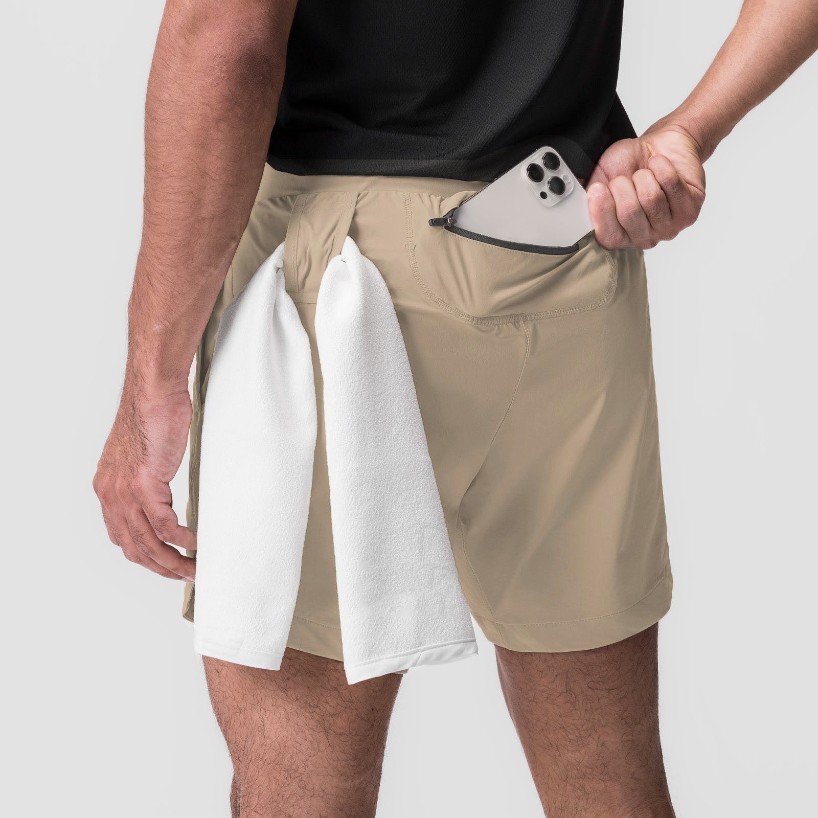 Men's Sports Casual Shorts Woven Quick-Drying Rear Zipper Pockets