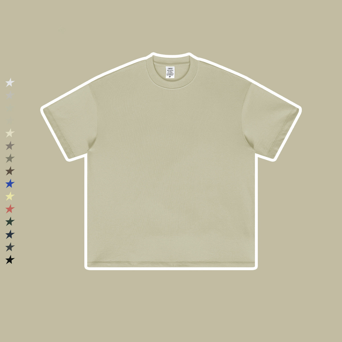 Men's Wear Spring and Summer Trendy  Solid Color Short Sleeve Loose Small Neck T-Shirt