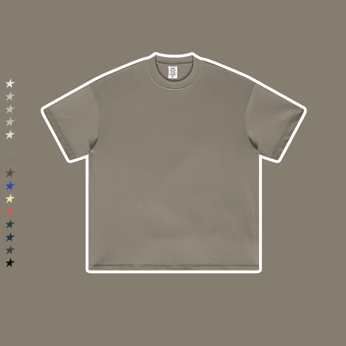 Men's Wear Spring and Summer Trendy  Solid Color Short Sleeve Loose Small Neck T-Shirt