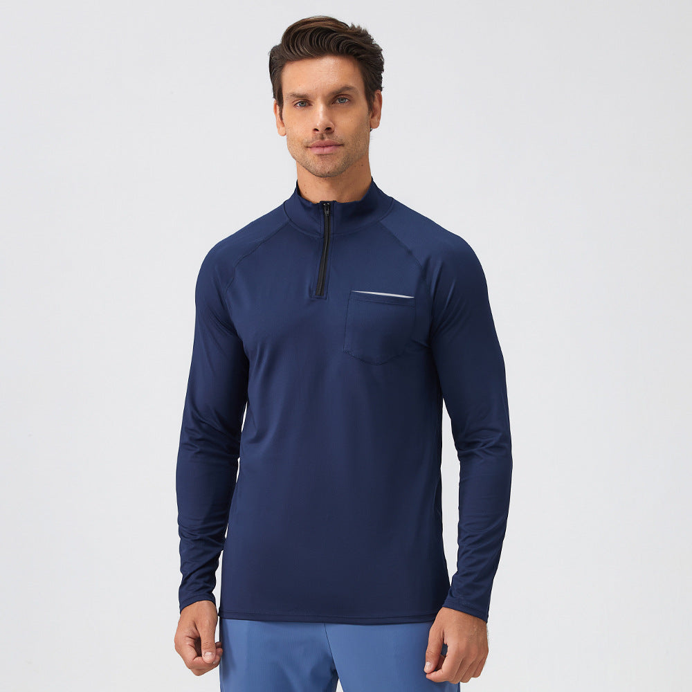 Men's Fitness Stand-Collar Sports Long-Sleeved Half-Zip Clothing