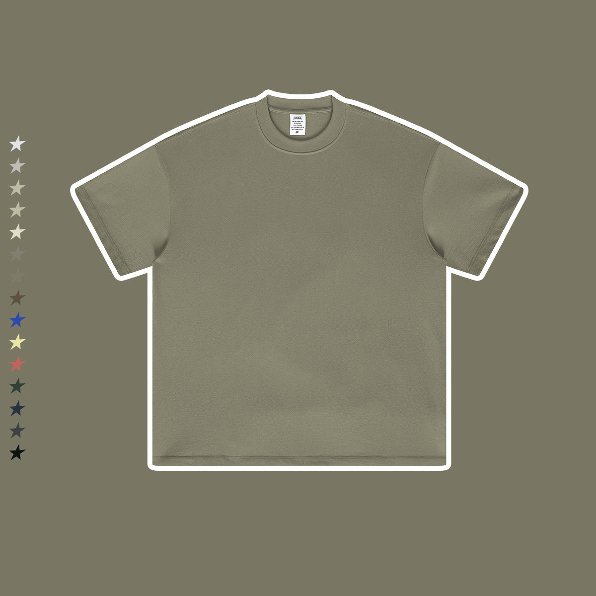 Men's Wear Spring and Summer Trendy  Solid Color Short Sleeve Loose Small Neck T-Shirt