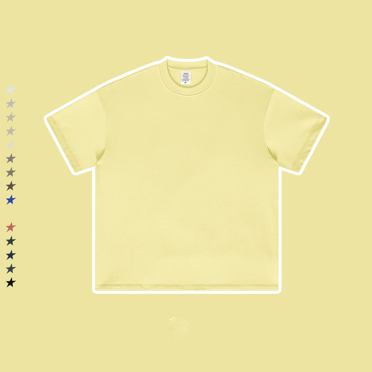 Men's Wear Spring and Summer Trendy  Solid Color Short Sleeve Loose Small Neck T-Shirt