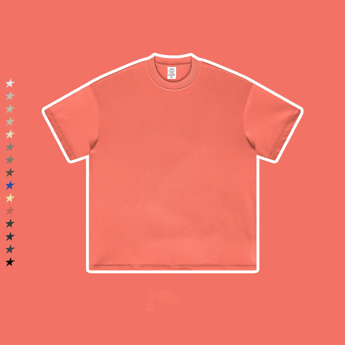 Men's Wear Spring and Summer Trendy  Solid Color Short Sleeve Loose Small Neck T-Shirt
