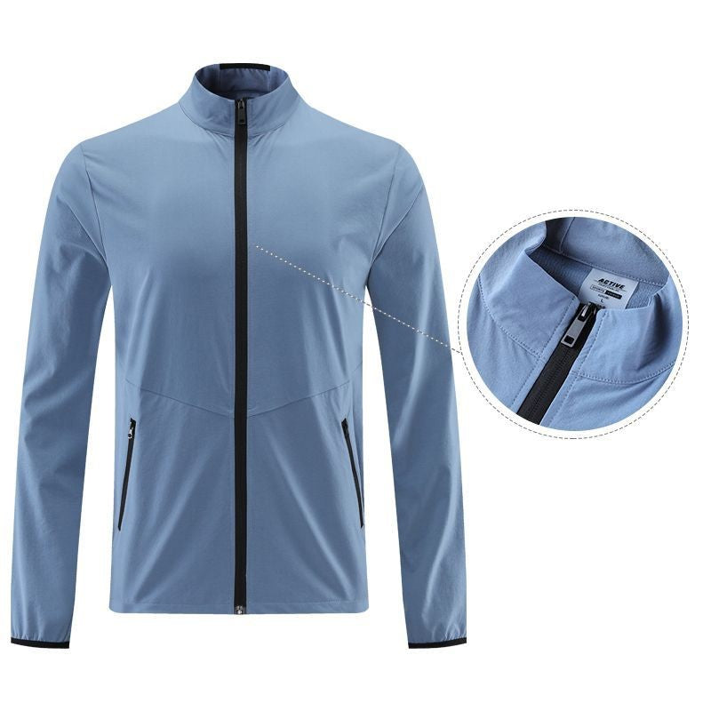 Men's Leisure Running Jacket Casual Breathable Zipper Stand Collar Quick-Drying Fitness