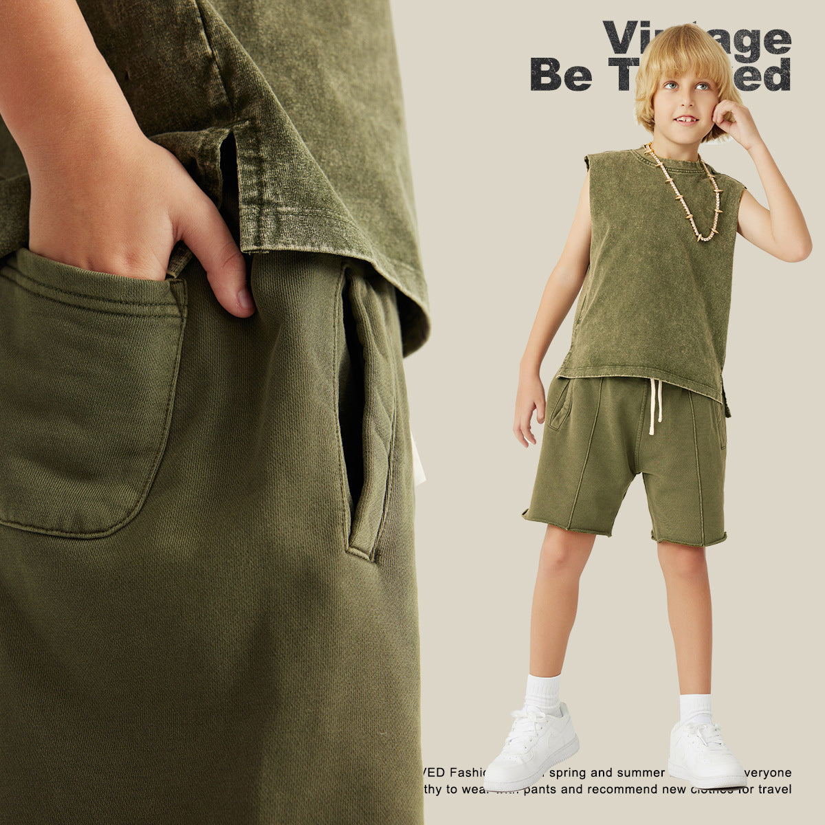 Children's Heavy Washed Retro Cotton Casual Shorts